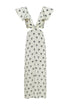 Quetzal Martellato Silk Midi Dress / Ivory - Black Polka Palms